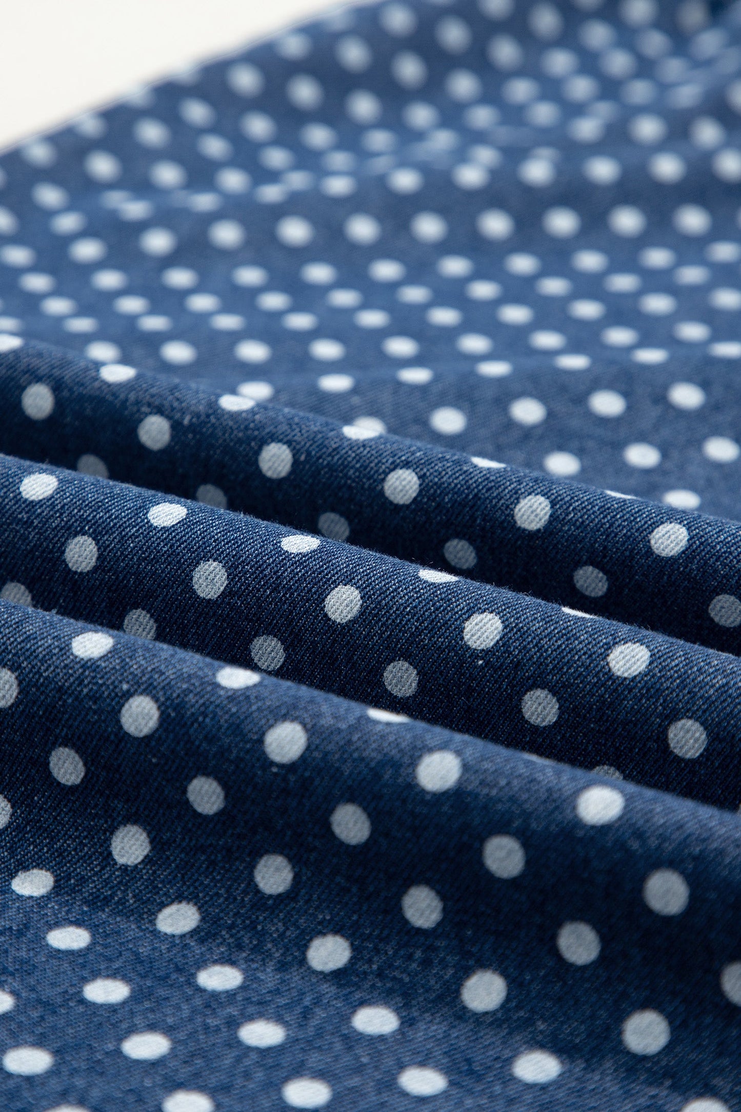 Polka Dot Button Up Pleated Wide Leg Jeans