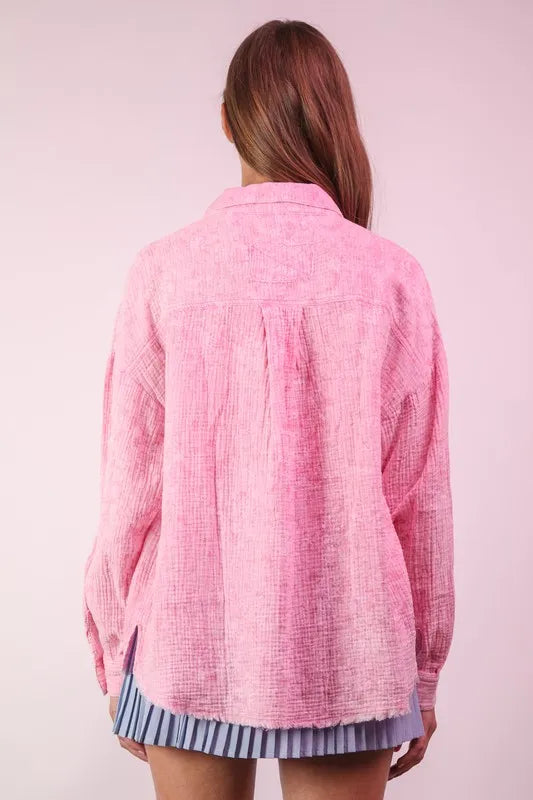 VERY J Mineral Washed Gauze Shirt Top