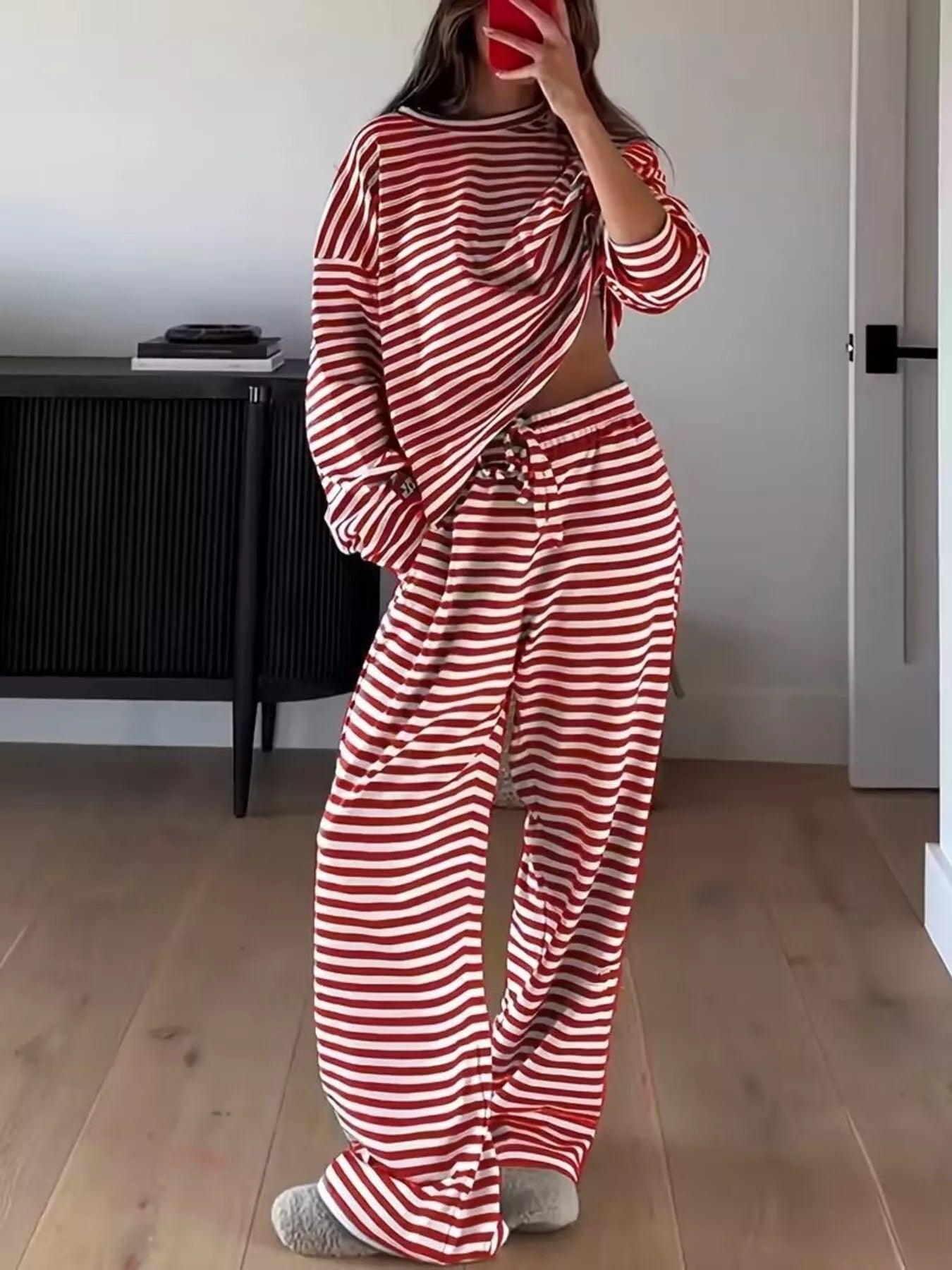 Striped Long Sleeve Top and Pants Set