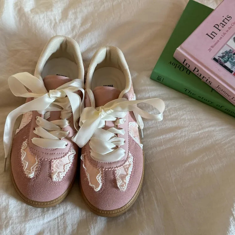 Round Toe Flats Sneakers Pink
