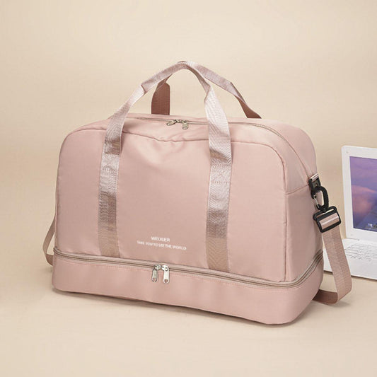 Detachable Strap Nylon Oversize Travel Bag Dusty Pink One Size