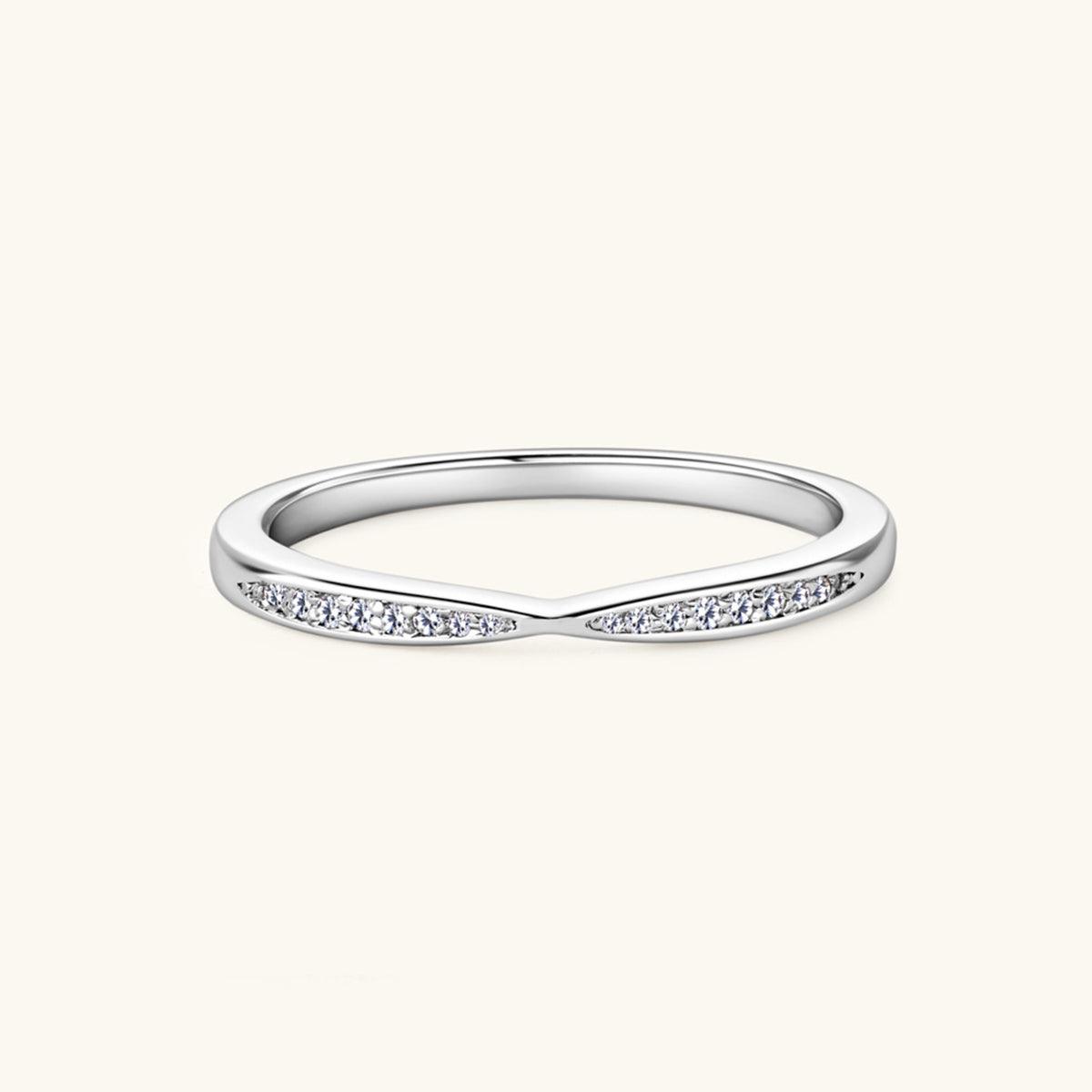 925 Sterling Silver Inlaid Moissanite Ring Silver