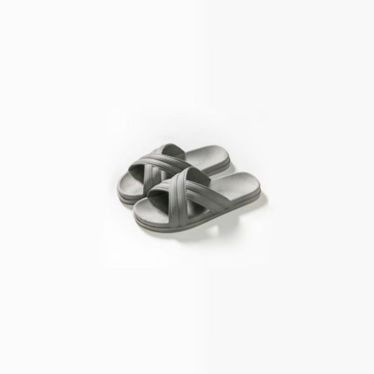 Open Toe Platform Slippers Gray