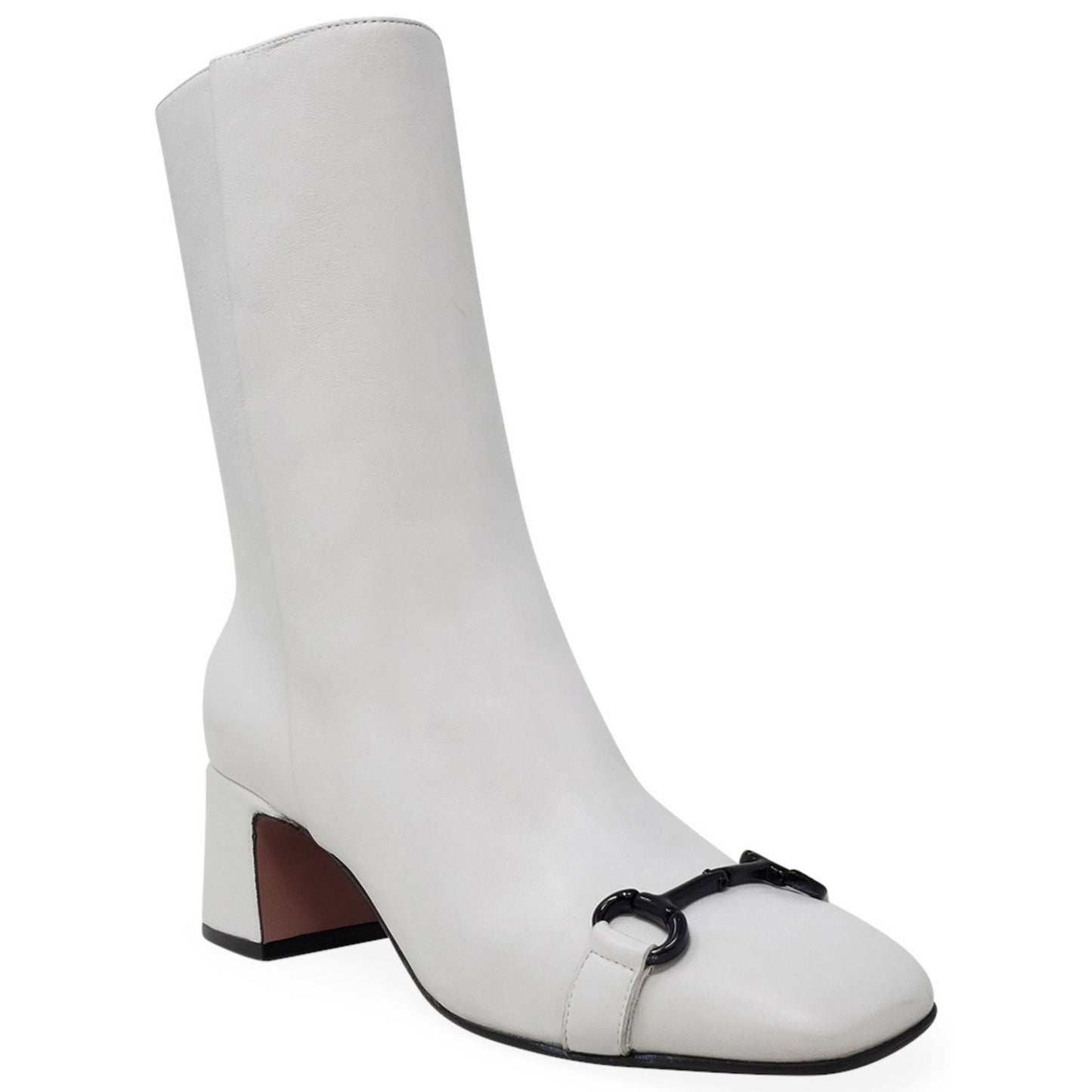 White Leather Back Stripe Boot