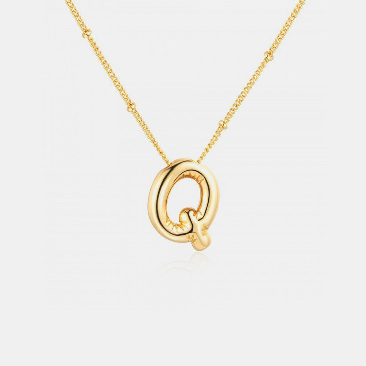 Gold-Plated Bubble Initial Necklace Style Q One Size