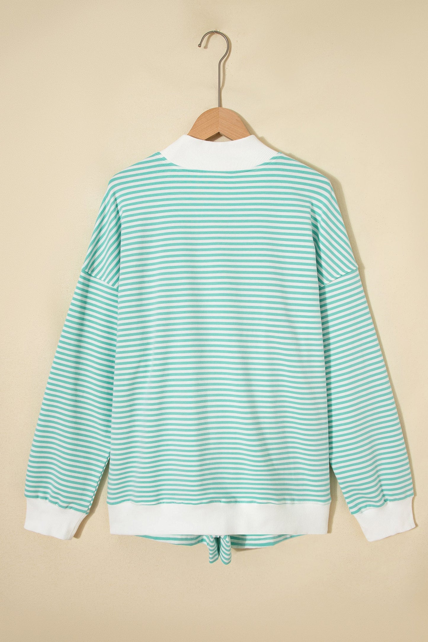 Stripe Oversized Mock Neck Sweatshirt & Shorts Set