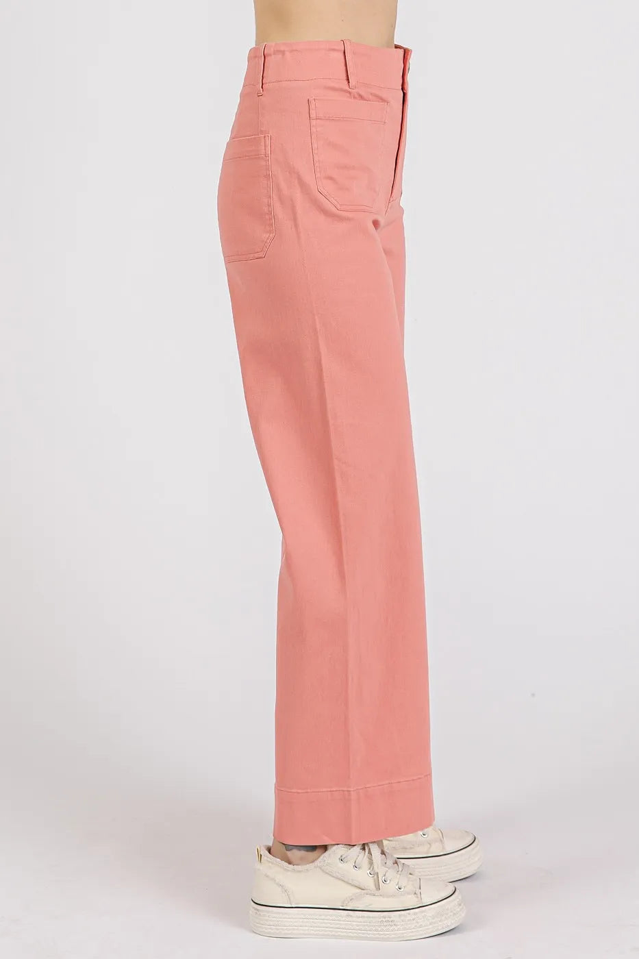 Mittoshop Twill Patch Pocket High Rise Wide Leg Pants