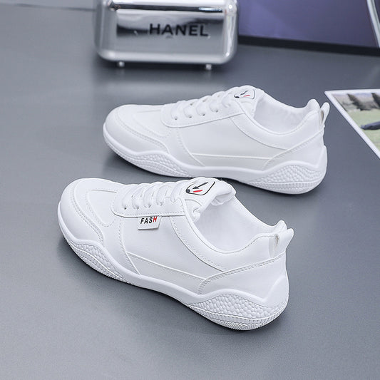 Lace Up Round Toe Flat Athletic White