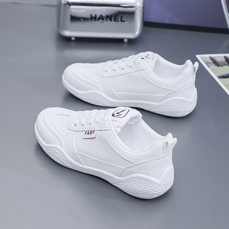 Lace Up Round Toe Flat Athletic White