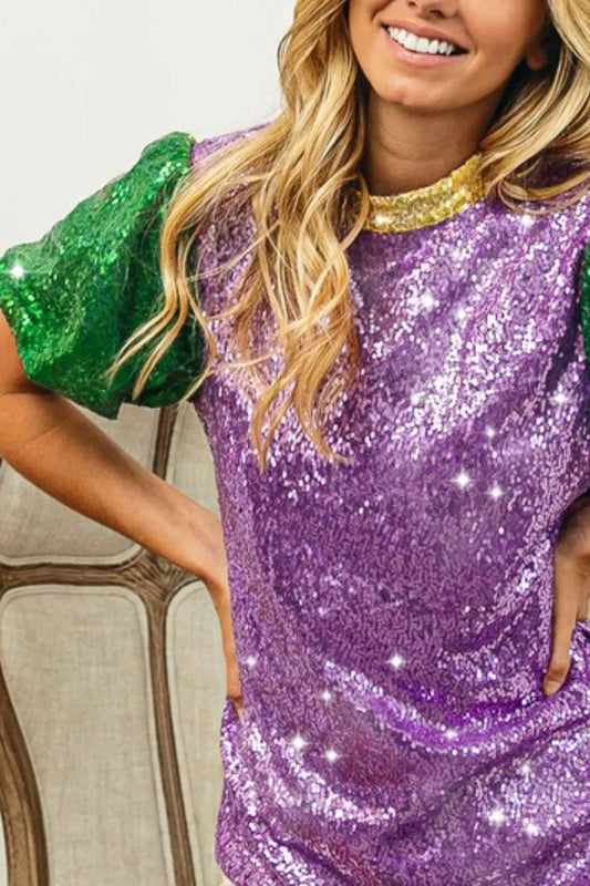 BiBi Mardi Gras Sequin Top