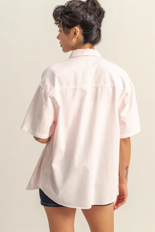 HYFVE Short Sleeve Button Down Oversized Shirt