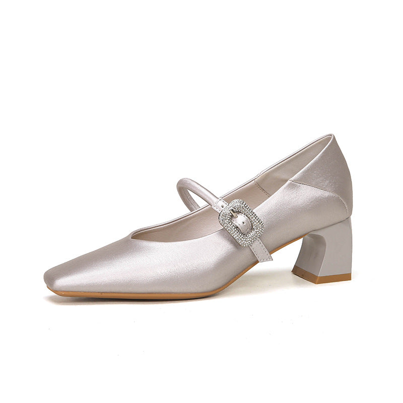 Square Toe Block Heel Pumps