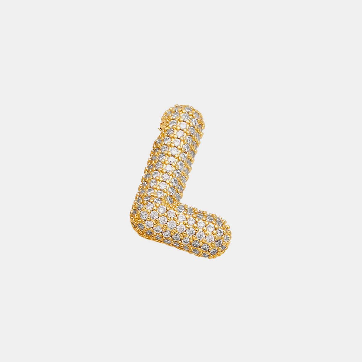 Inlaid Zircon Bubble Initial Necklace Style L One Size