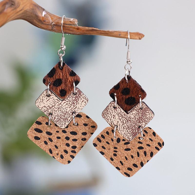 Alloy Drop Earrings Dark Brown One Size