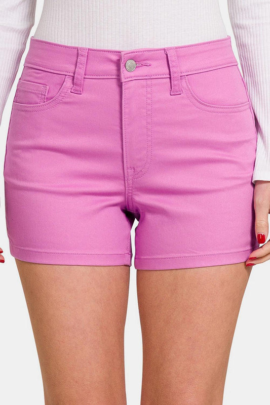Zenana High Waist Denim Shorts Mauve