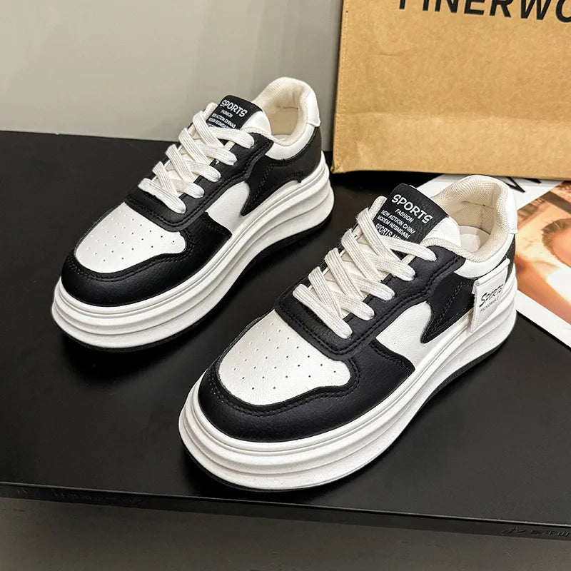 Contrast Platform Sneakers Black