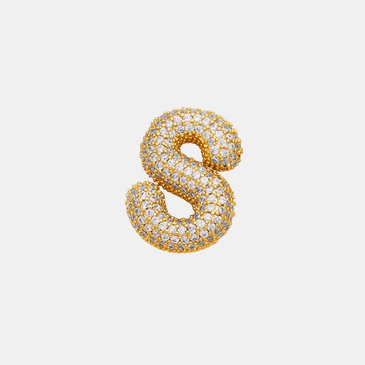 Inlaid Zircon Bubble Initial Necklace Style S One Size