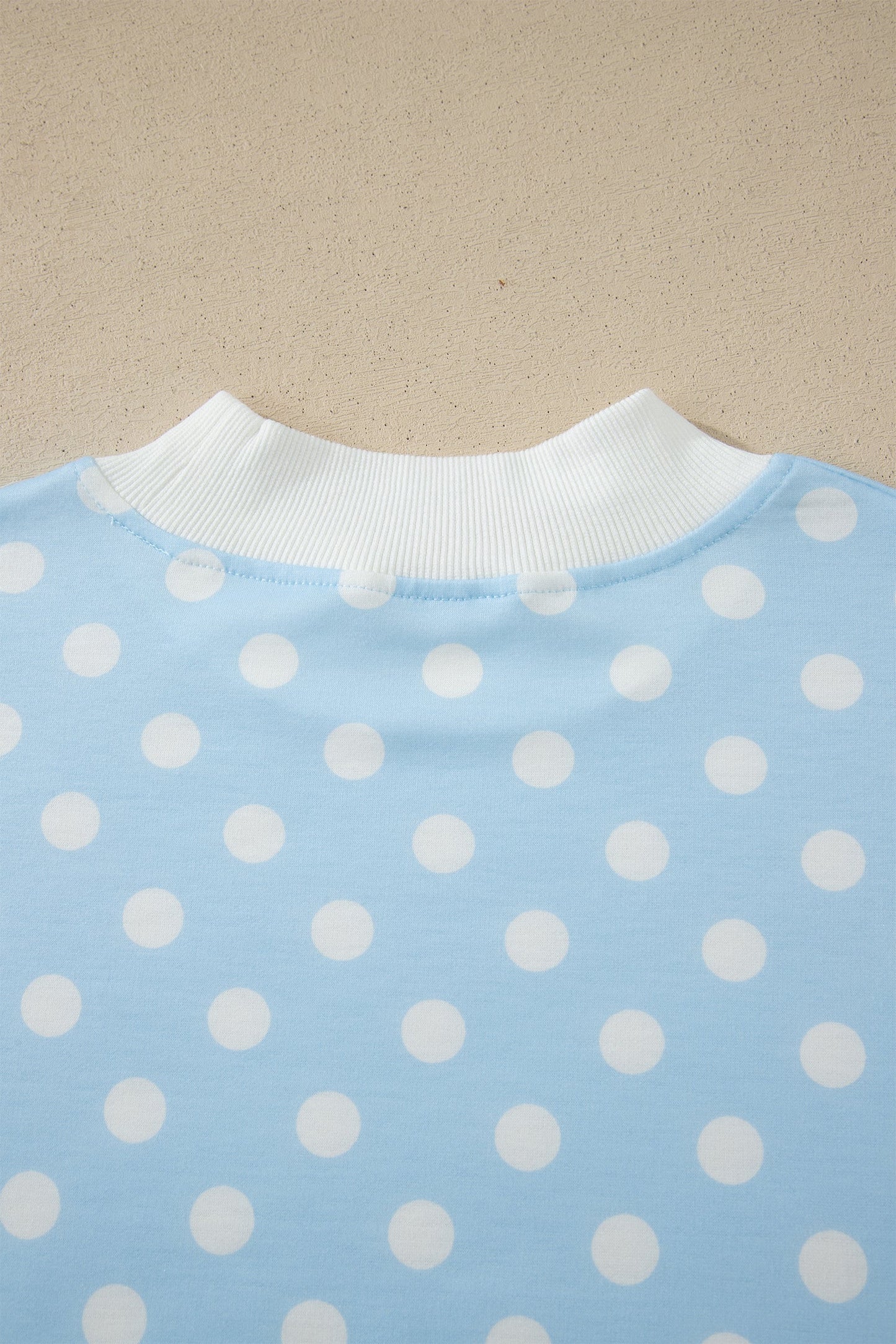 Polka Dot Colorblock Mock Neck & Shorts Set
