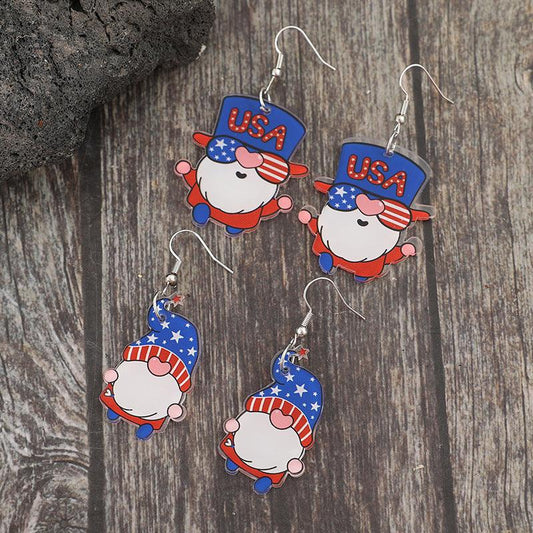 2 Pair Acrylic Gnome Earrings Royal Blue One Size