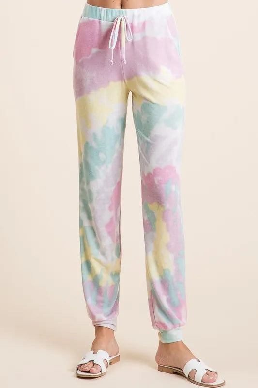 BiBi Tie Dye French Terry Casual Pants LAVENDER MULTI