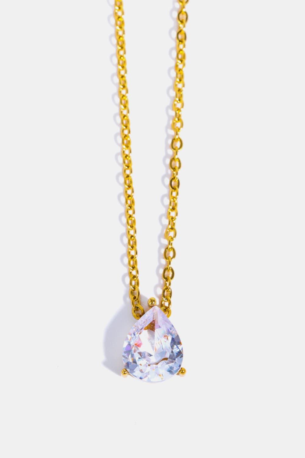 Stainless Steel Geometrical Shape Necklace Teardrop One Size