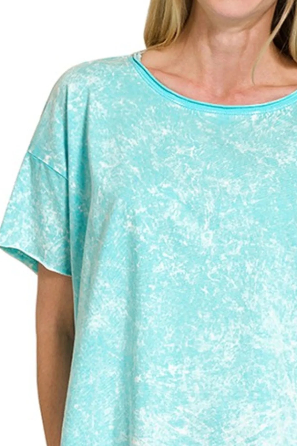Zenana Washed Crew Neck Short Sleeve Crop Box Tee
