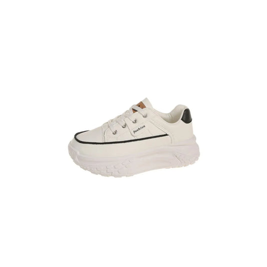 Round Toe Platform Sneakers White