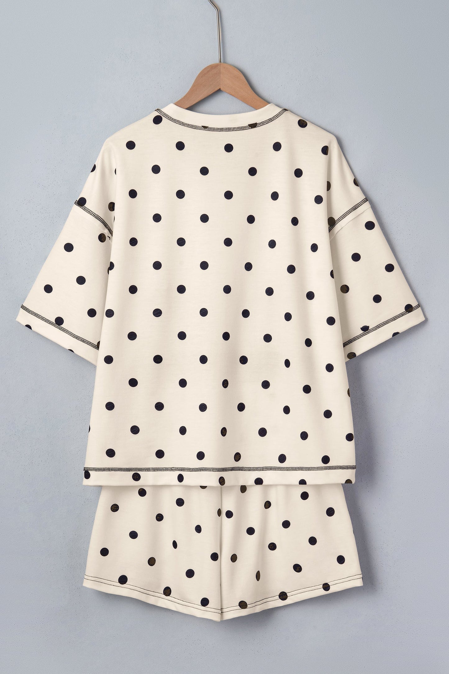 Polka Dot Loose Tee & Drawstring Shorts Set