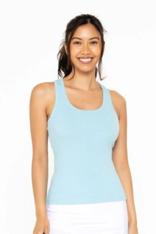 MONO B Slim Fit Scoop Neck Tank BRIGHT BLUE