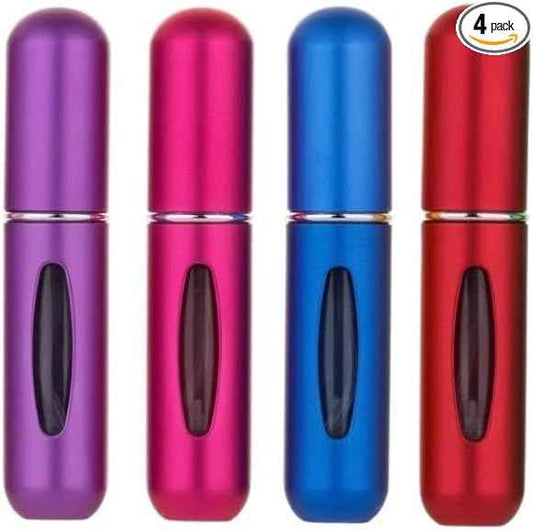 Refillable Perfume Atomizer Spray Bottles 5ml, 4-Pack Purple_Dark Pink_ Blue_ Red