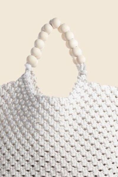 Fame Wooden Beaded Handle Braided Tote Bag