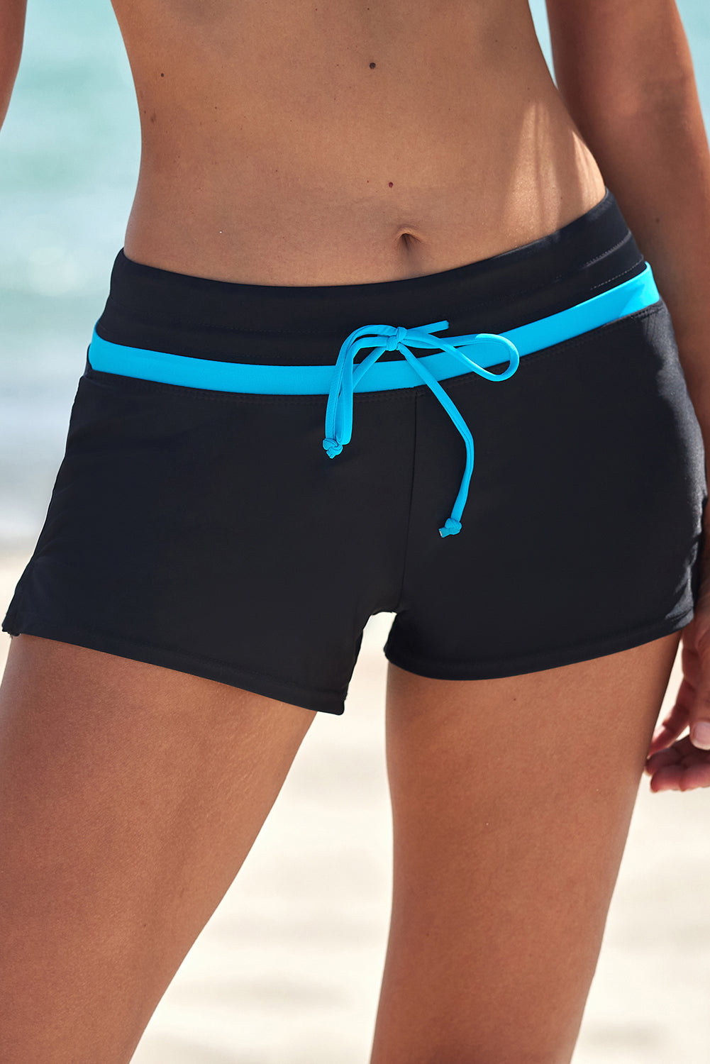 Full Size Drawstring Swim Shorts Black