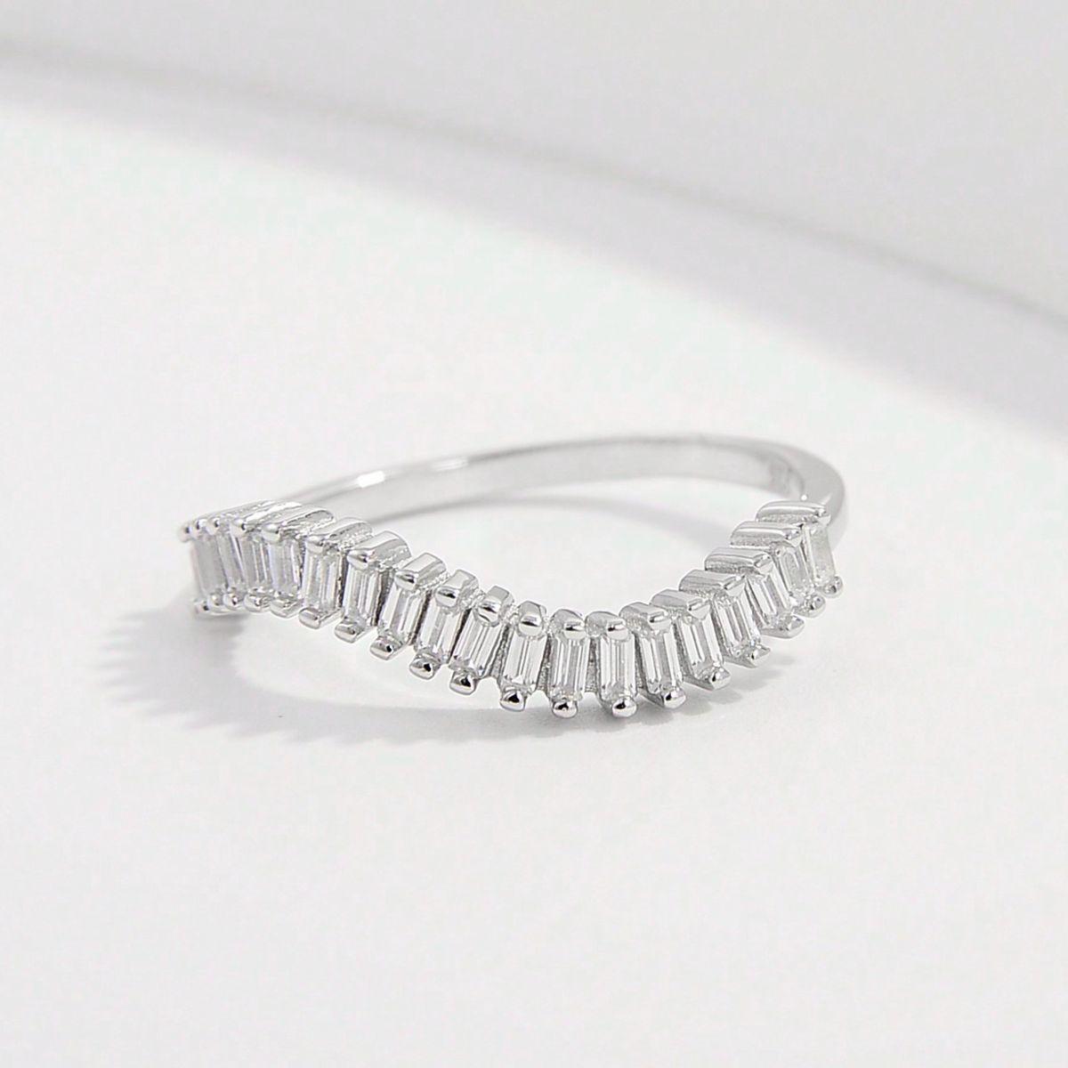 925 Sterling Silver Inlaid Zircon Ring Silver