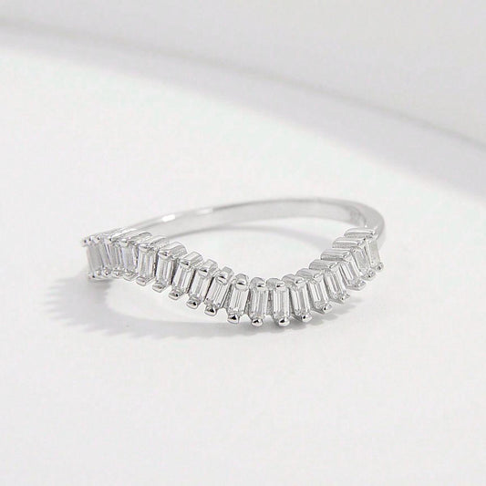 925 Sterling Silver Inlaid Zircon Ring Silver