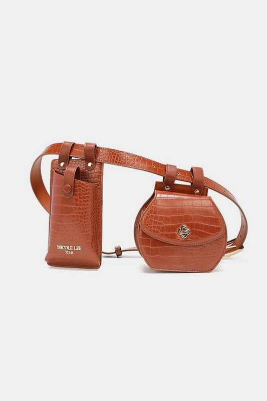 Nicole Lee USA 2 Piece Texture Belt Bag Brown One Size