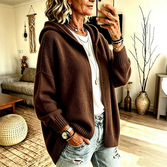 New Fallwinter Long-sleeve Hooded Knitted Cardigan Sweater Jacket For Women