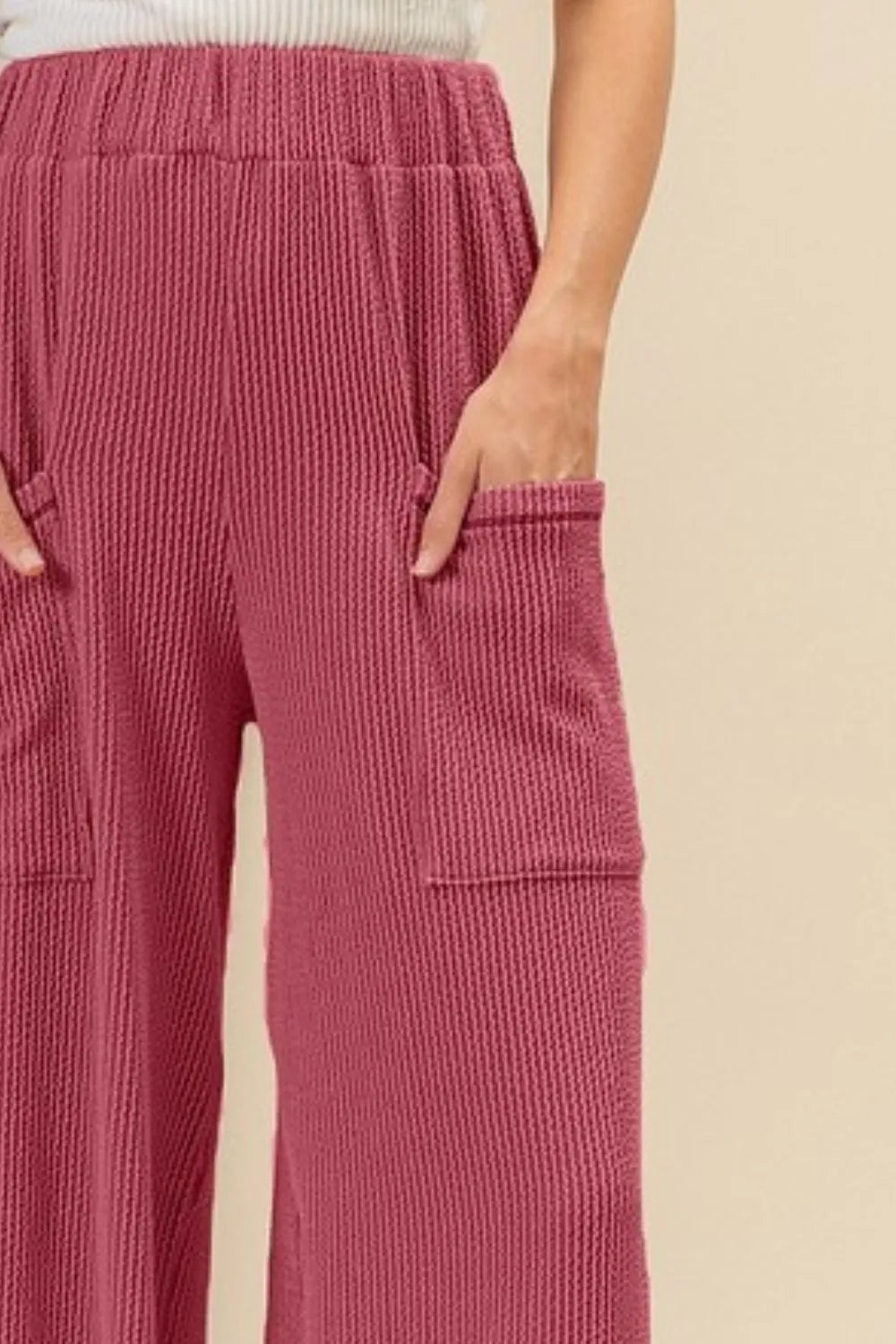 BiBi 2tone Cord Rib Waist Band Side Pocket Pants