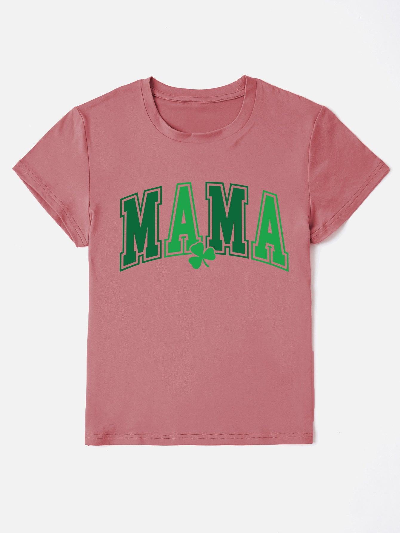 MAMA Round Neck Short Sleeve T-Shirt Light Mauve