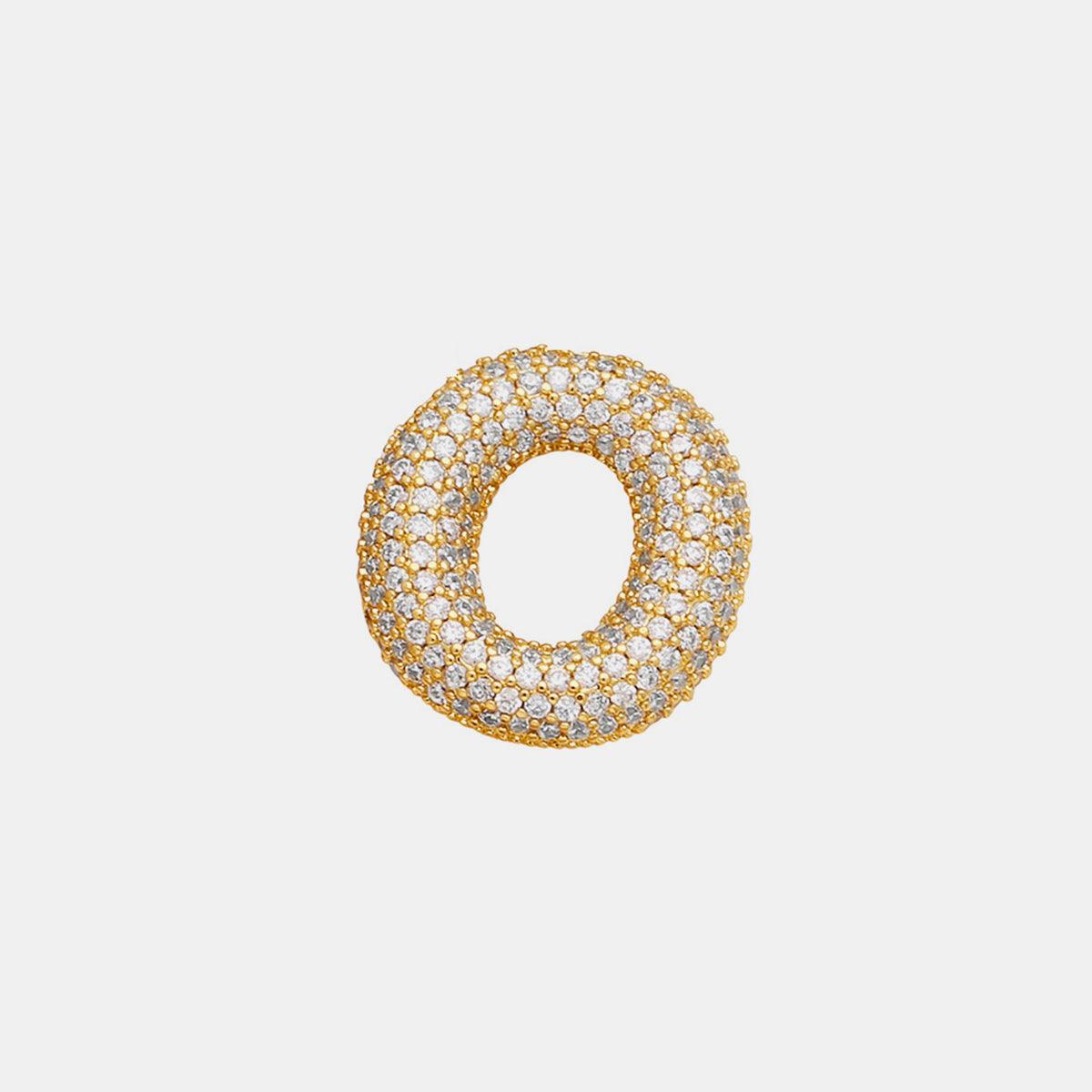 Inlaid Zircon Bubble Initial Necklace Style O One Size