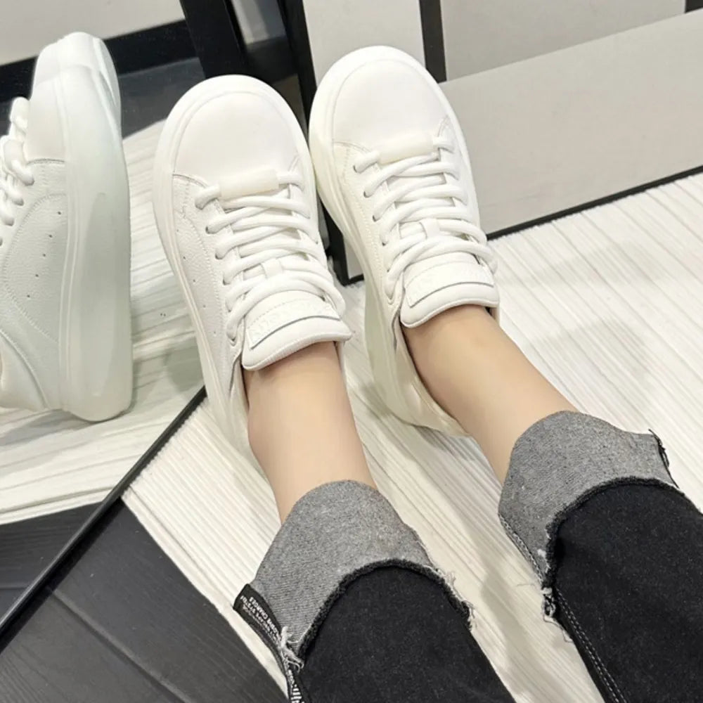 Lace Up Round Toe Platform Sneakers