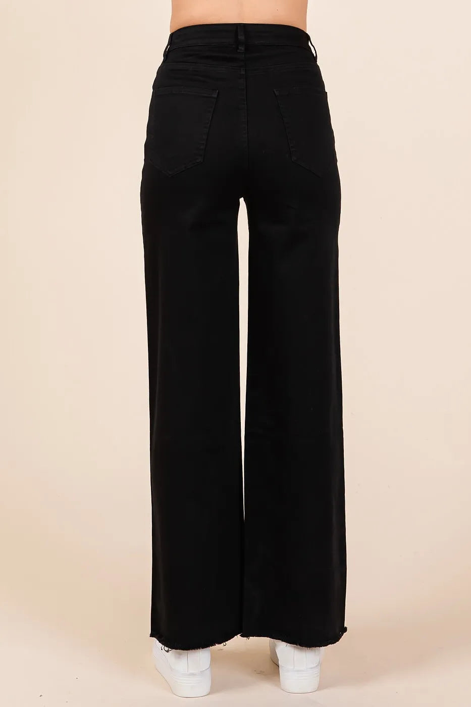 Mittoshop Twill High Waisted Button Fly Wide Leg Pants
