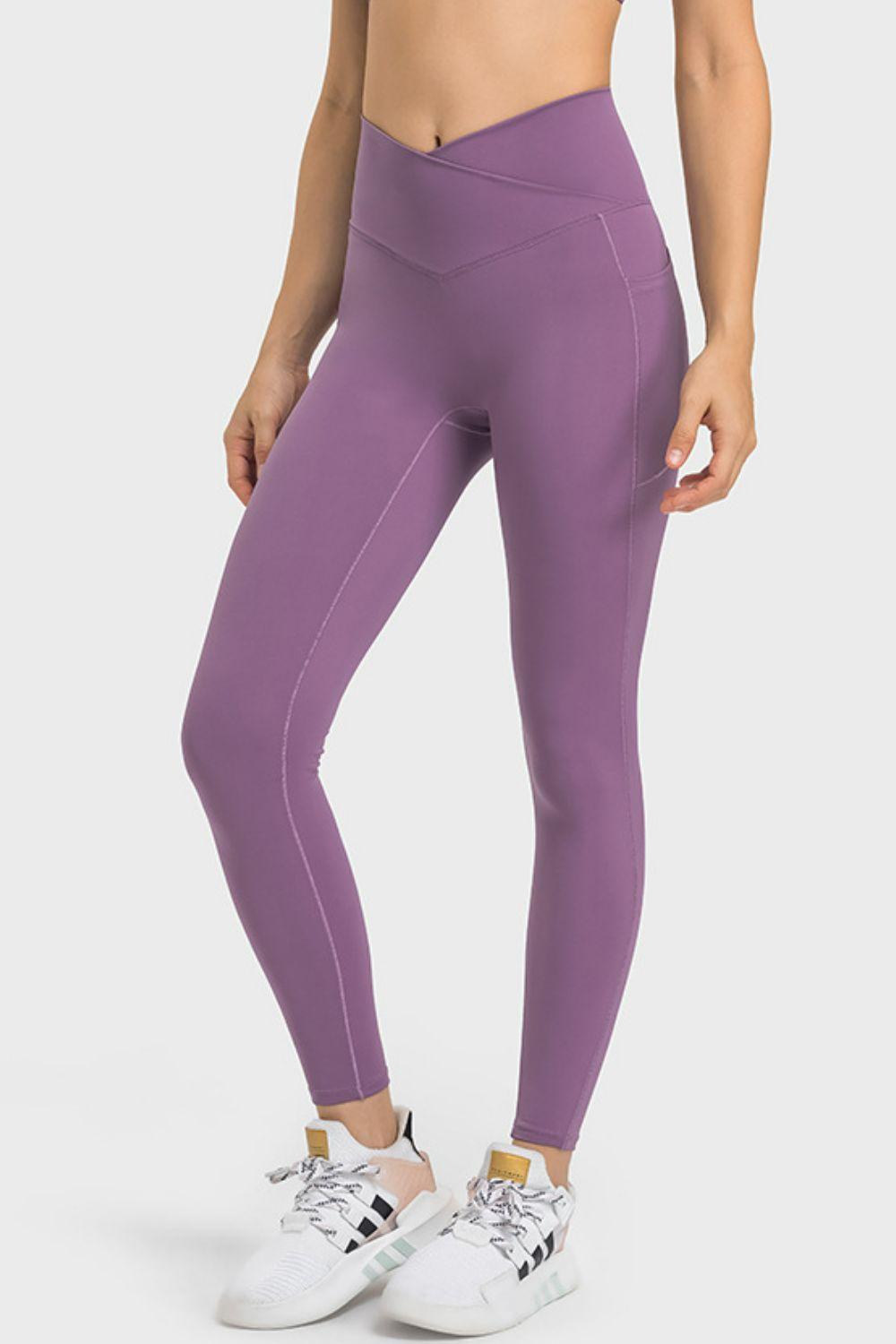 Millennia V-Waist Yoga Leggings with Pockets Purple