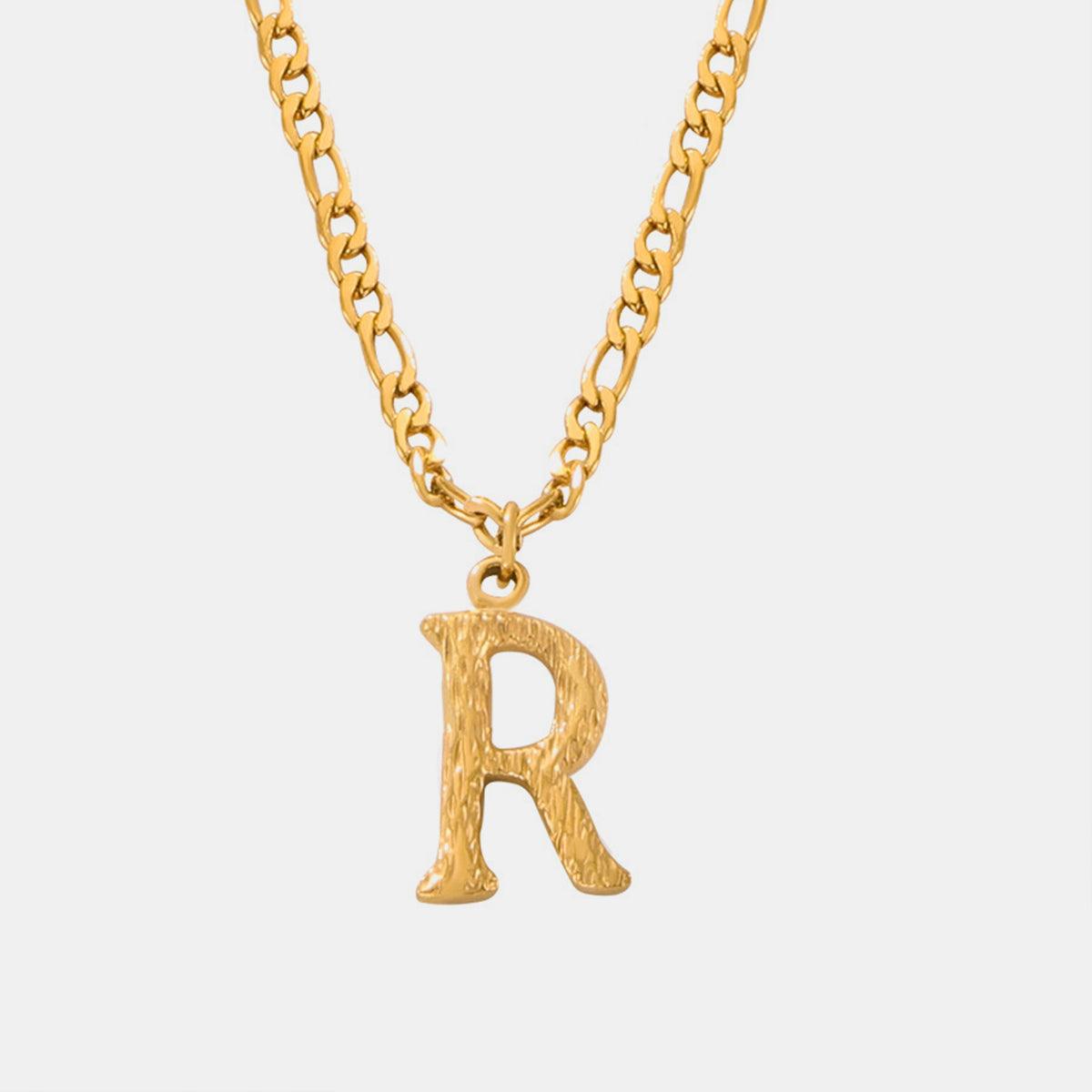 Titanium Steel Letter Pendant Necklace Style R One Size