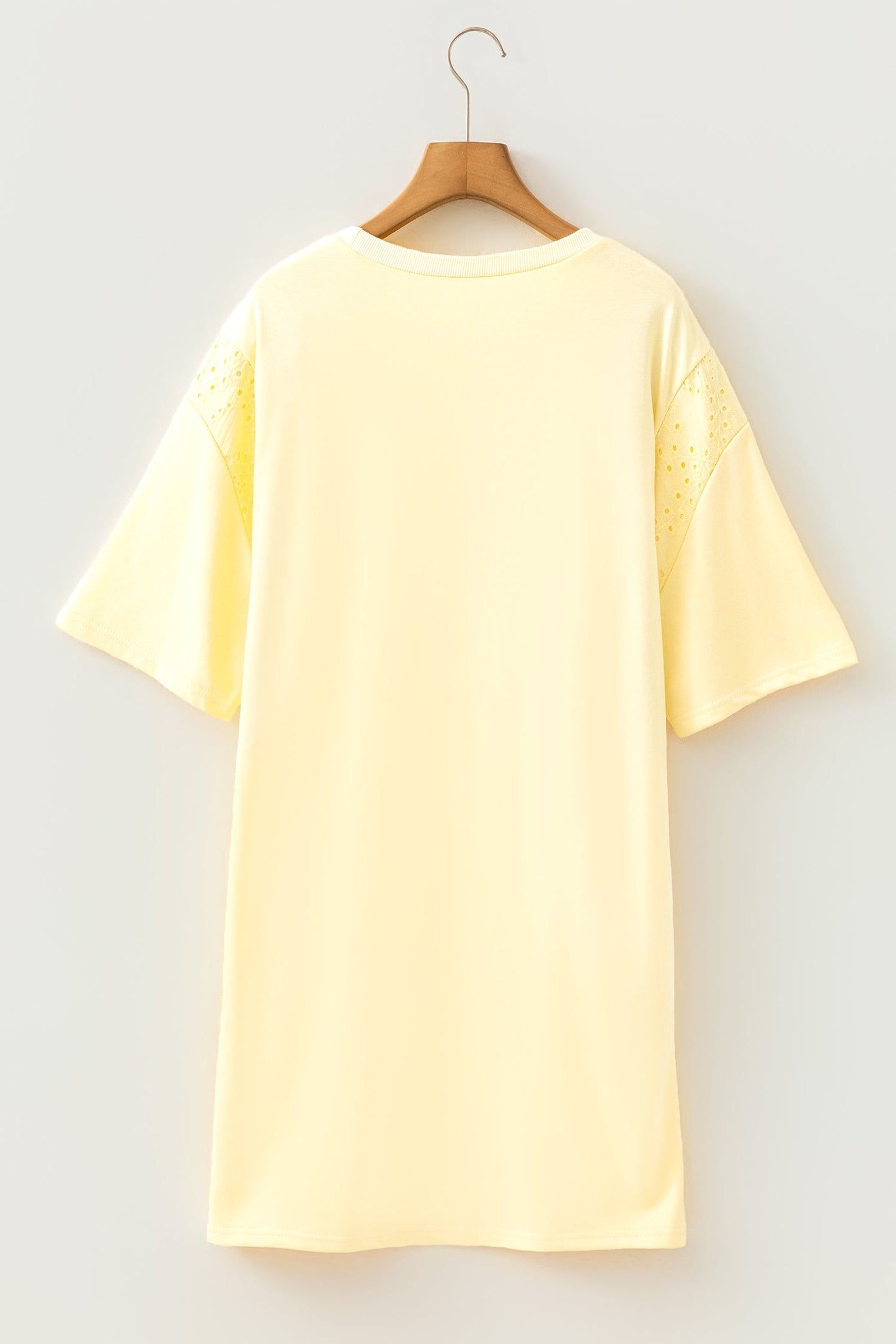 Solid Emboirdered Eyelet Patchwork T-Shirt Dress