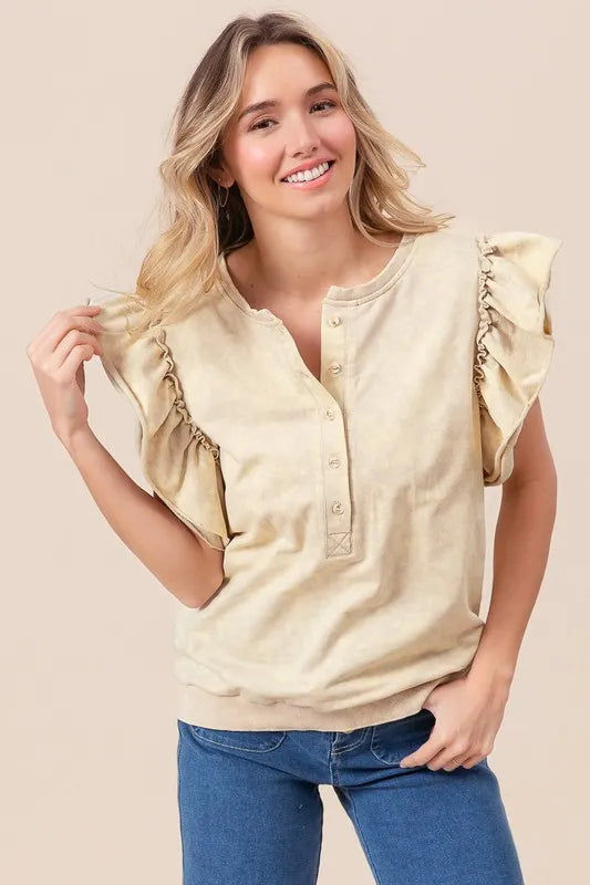 BiBi Mineral Washed Terry Top
