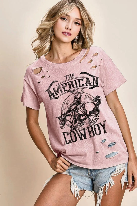 BiBi Cotton Slub Laser Top American Cow Boy Graphic