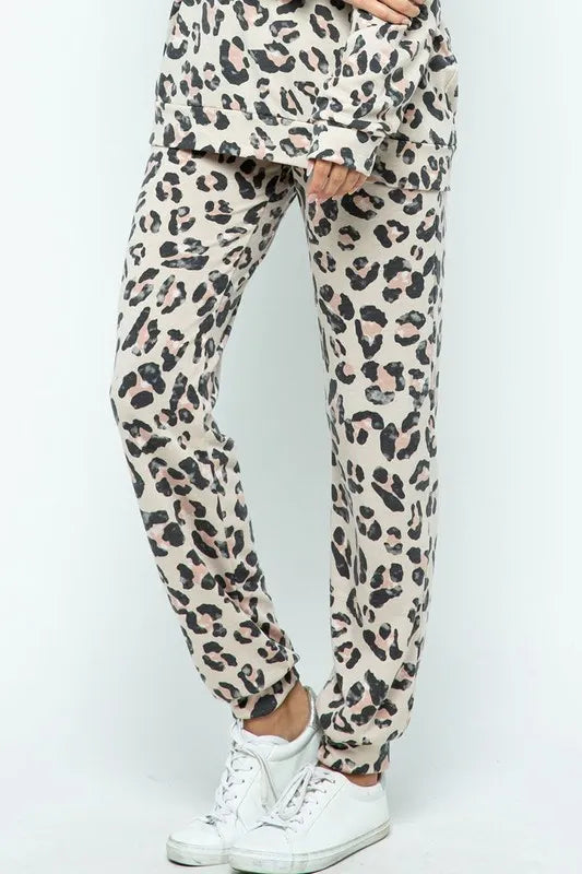 BiBi Leopard Casual Pants with Side Pockets