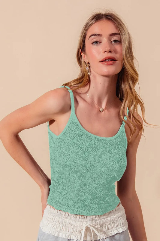 SO ME Two Tone Floral Seamless Tank Top 2TONE JADE