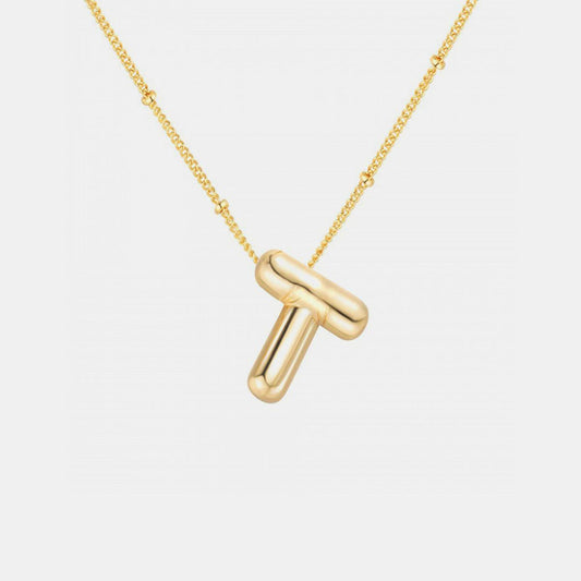 Gold-Plated Bubble Initial Necklace Style T One Size