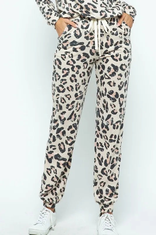 BiBi Leopard Casual Pants with Side Pockets LT.TAUPE
